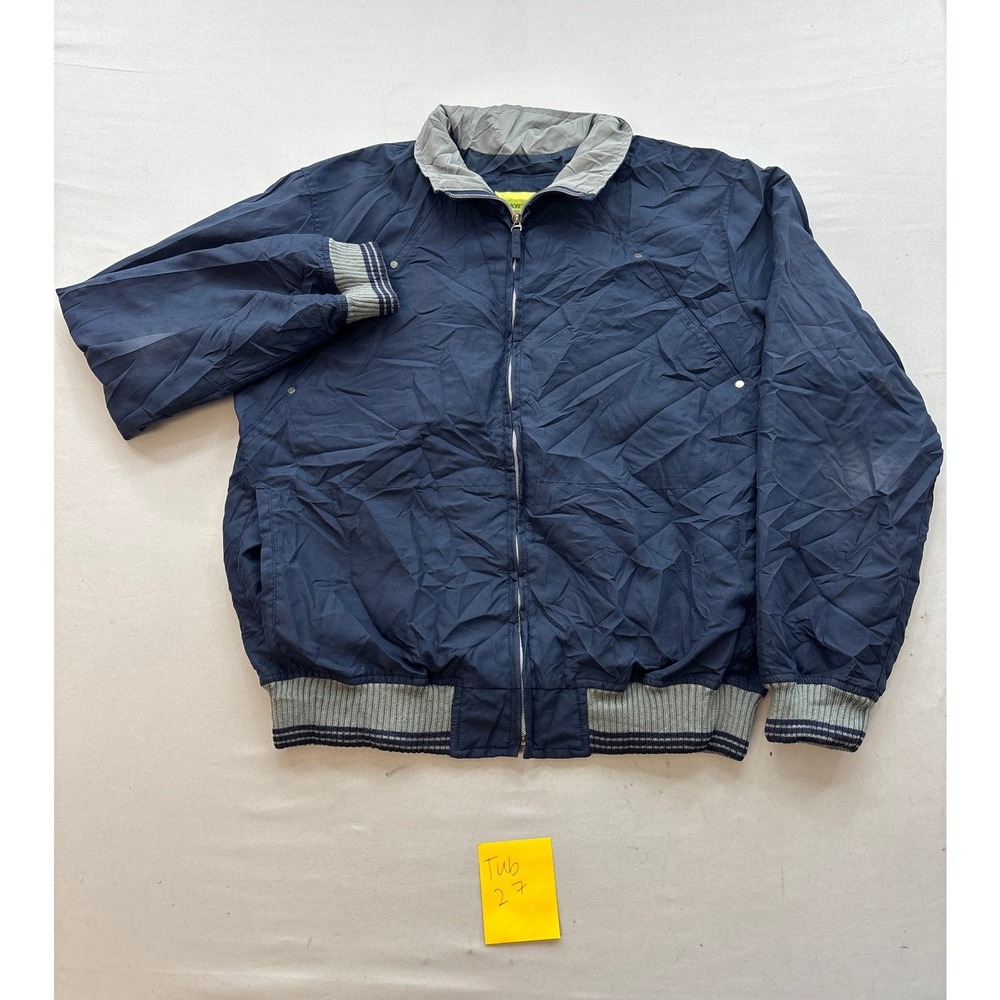 Robert Louis Sport Mens Navy Blue Full Zip Windbreaker Jacket Size Large